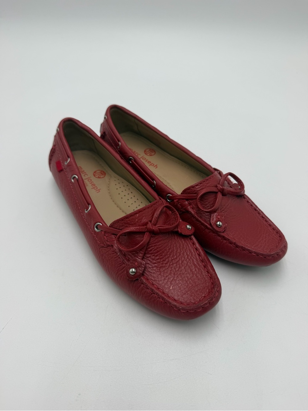 Marc Joseph New York Cypress Hill Loafers Womens 5 Red Leather Driving Moccasins